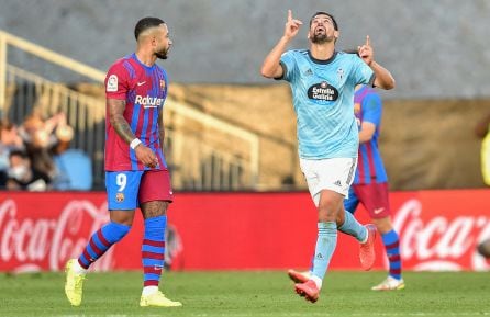 Nolito celebrando su gol frente al Barça