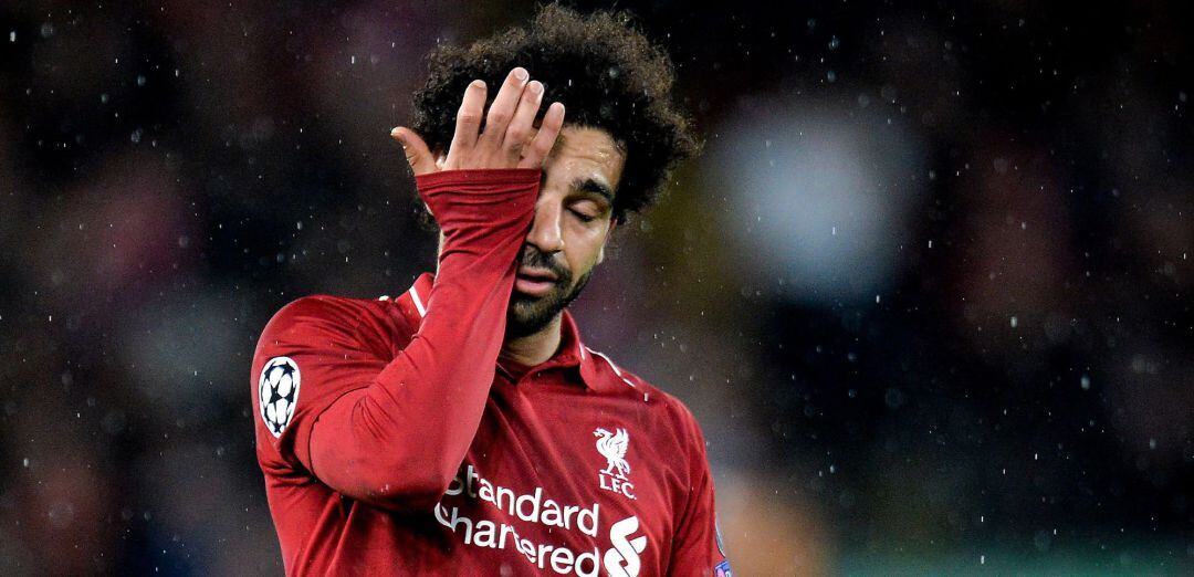 Salah se lamenta tras una ocasión contra el Bayern