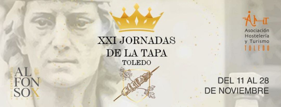 Cartel anunciador de las XXI Jornadas de la Tapa Toledo, que hacen un guiño al VII Centenario de Alfonso X