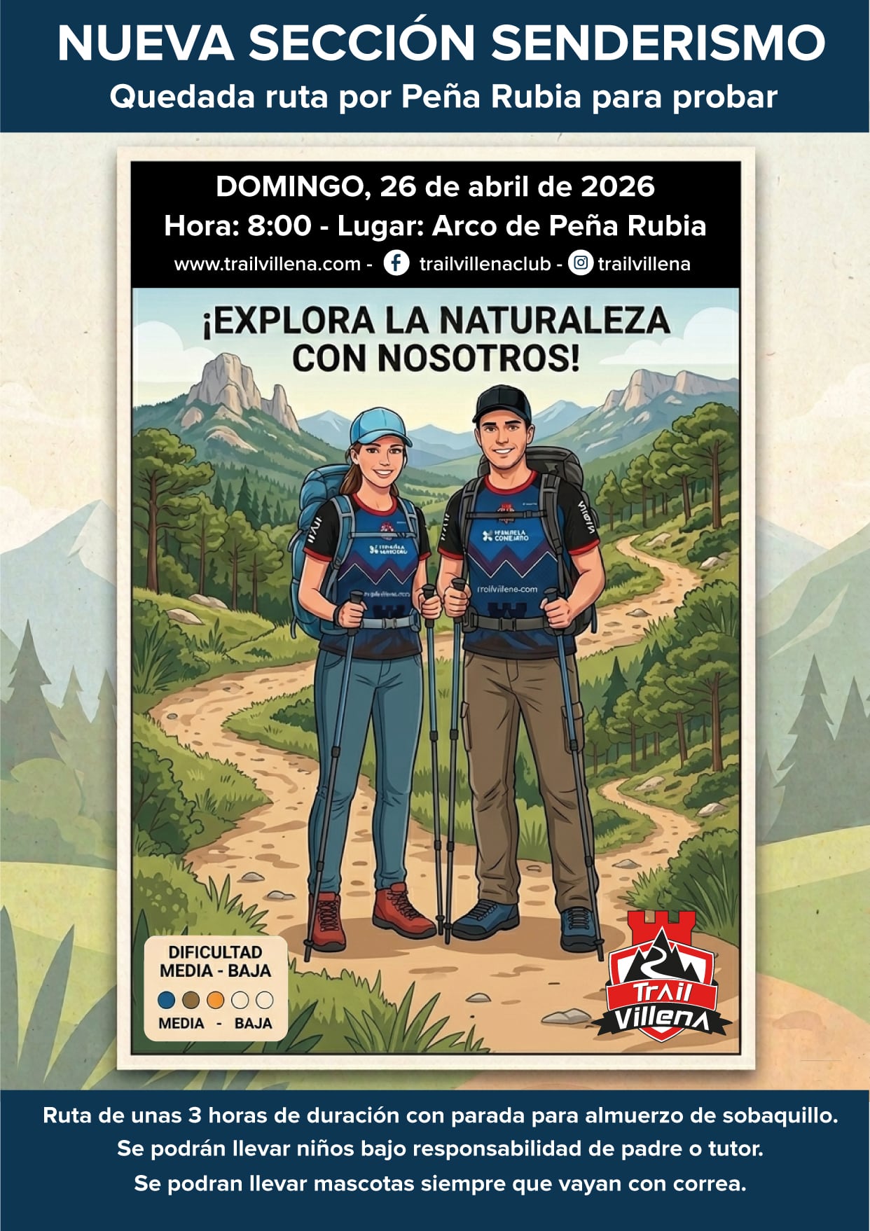 Cartel de la jornada de senderismo del domingo