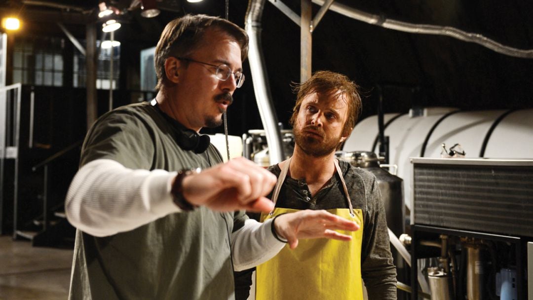 Vince Gilligan, creador de &#039;Breaking Bad&#039;, en un momento del rodaje junto a Aaron Paul