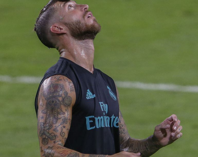 Ramos durante un entrenamiento de pretemporada