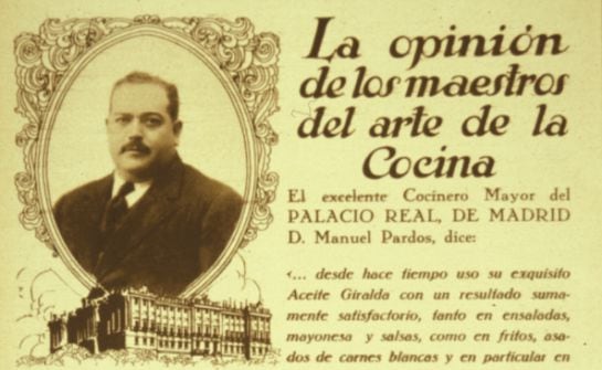 Anuncio de &#039;Aceite Giralda&#039; facilitado por el catedrático Raúl Eguizábal, correspondiente a finales de los años 20 o principios de los años 30 del siglo XX.