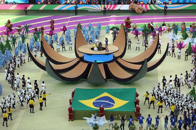 Un momento de la gala de inauguración del Mundial de Fútbol de Brasil 2014, hoy 12 de junio de 2014 en el Arena de São Paulo de São Paulo, Brasil.