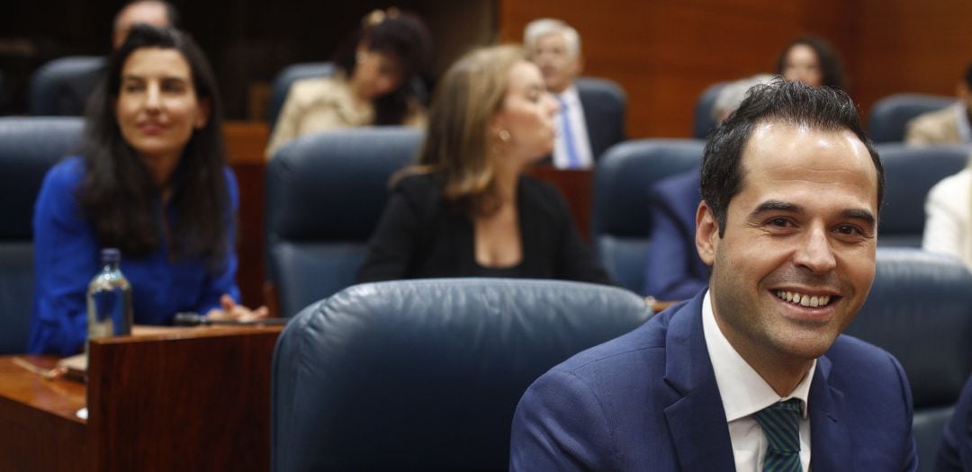 El portavoz de Ciudadanos en la Asamblea de Madrid, Ignacio Aguado, durante el pleno de investidura del pasado 10 de julio.