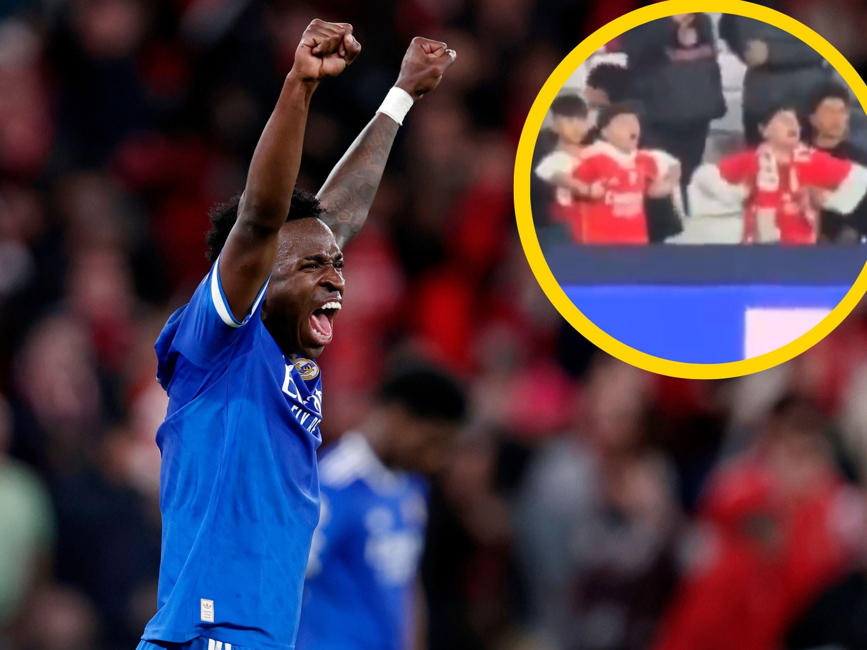 Vinicius, en el Benfica-Real Madrid de la Champions League