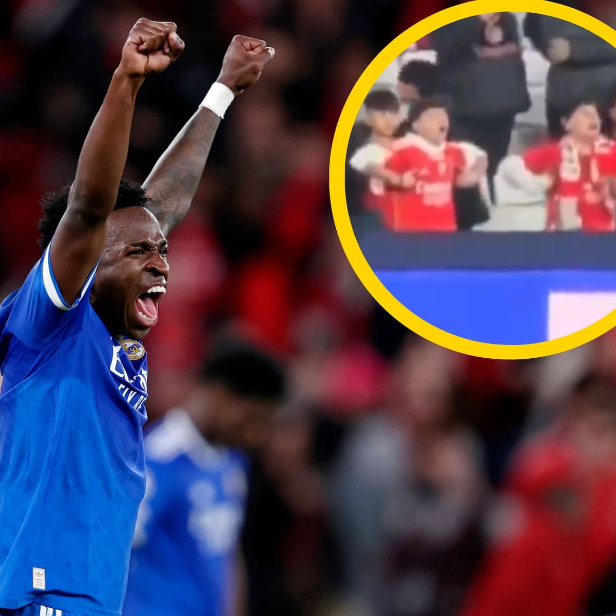Un vídeo capta a dos menores en Da Luz realizando gestos racistas hacia Vinicius durante el Benfica-Real Madrid