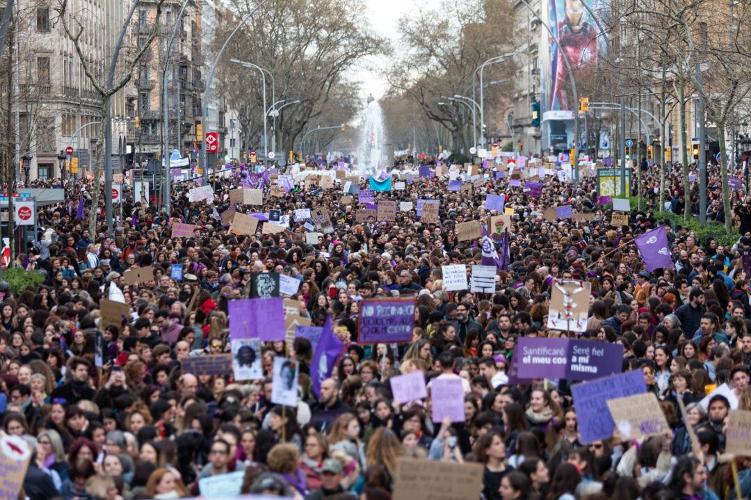 Manifestación del 8M (Día Internacional de la Mujer), en Barcelona a 8 de marzo de 2020