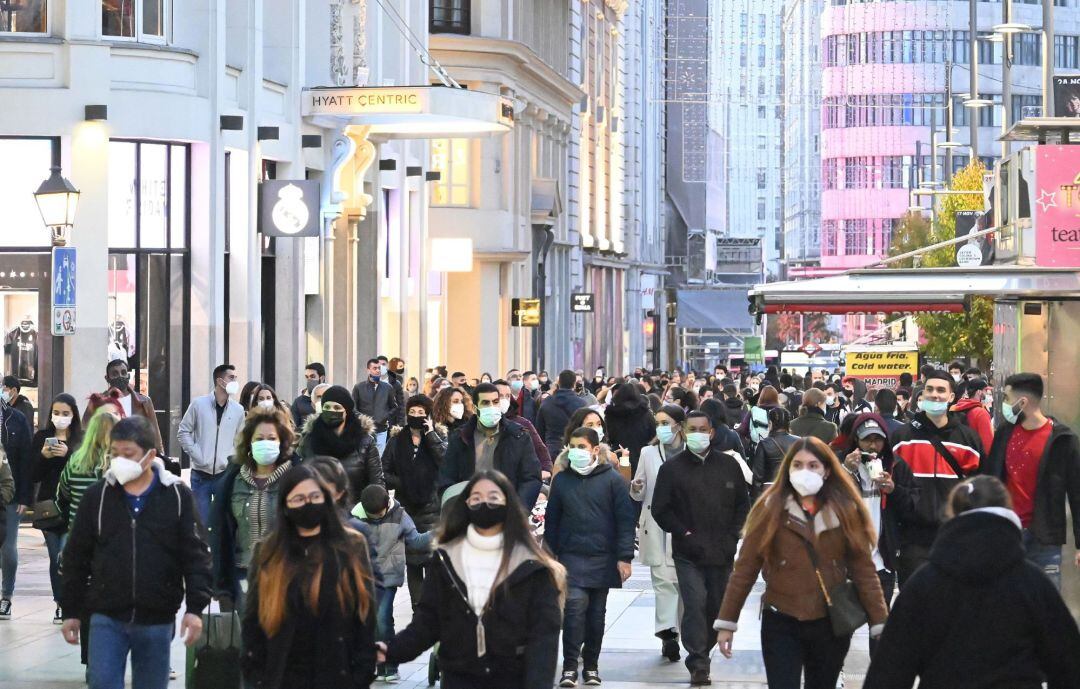 Vista general de la Gran Vía madrileña el pasado domingo