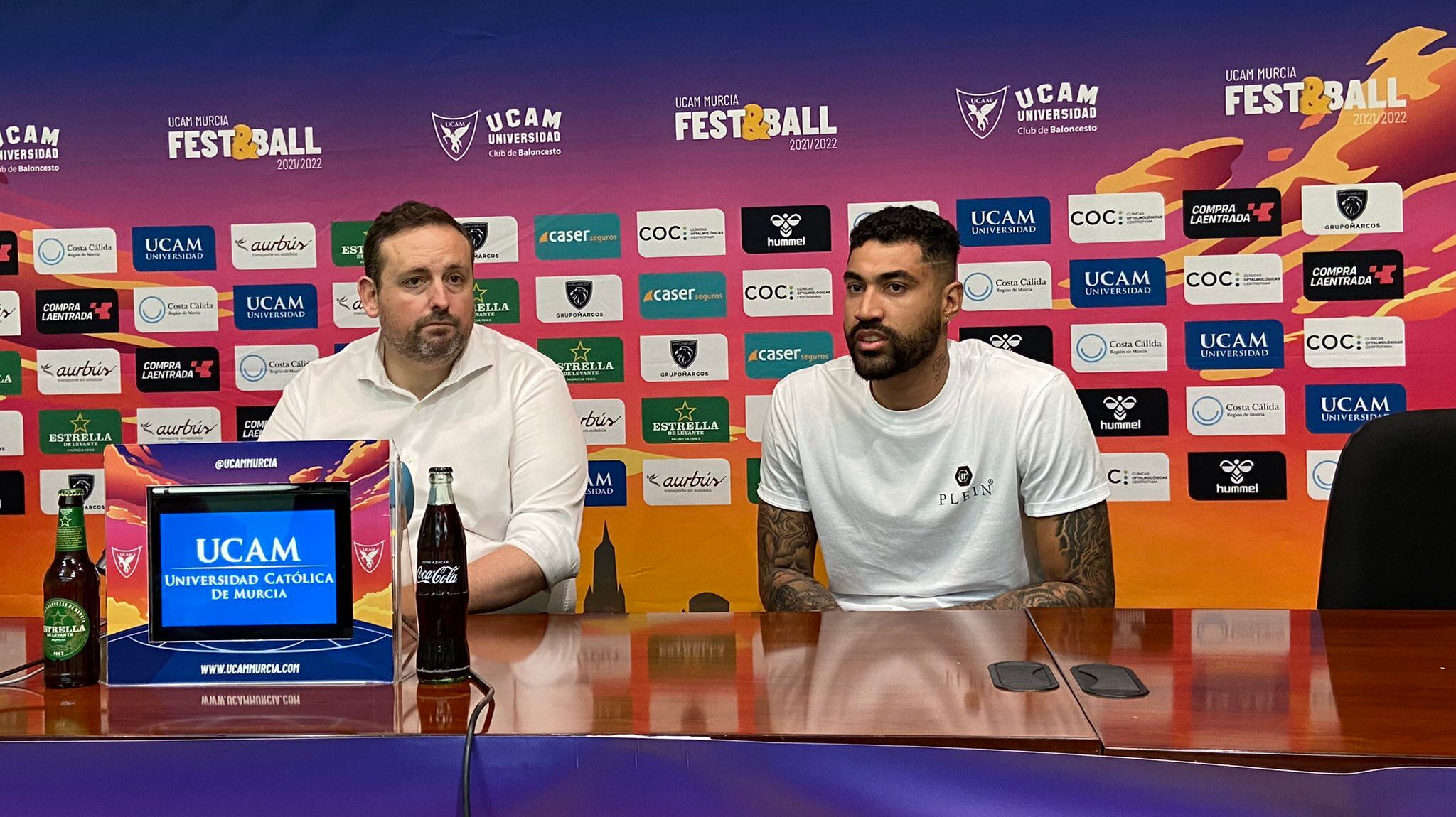 Augusto Lima, en su rueda de prensa de despedida del UCAM Murcia