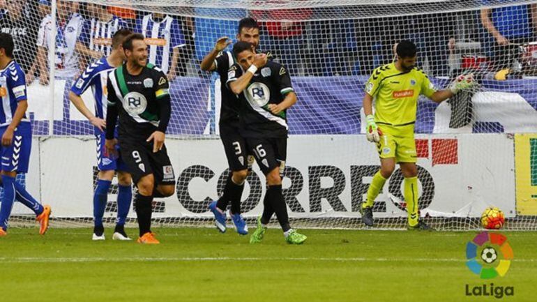 Fidel celebra un gol con el Córdoba CF