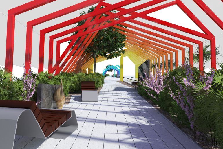 Infografía de la humanización de la Gran Vía en Vigo. 