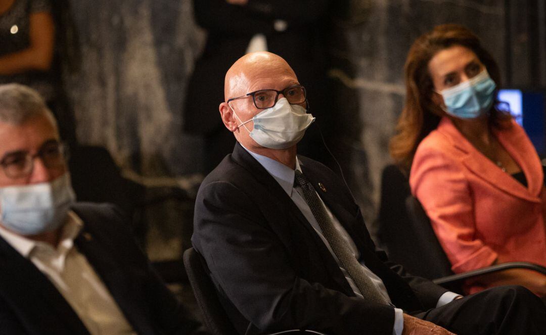 El director de la GSMA, Mats Granryd durant la roda de premsa posterior a la reunió del patronat de la Mobile World Capital Barcelona