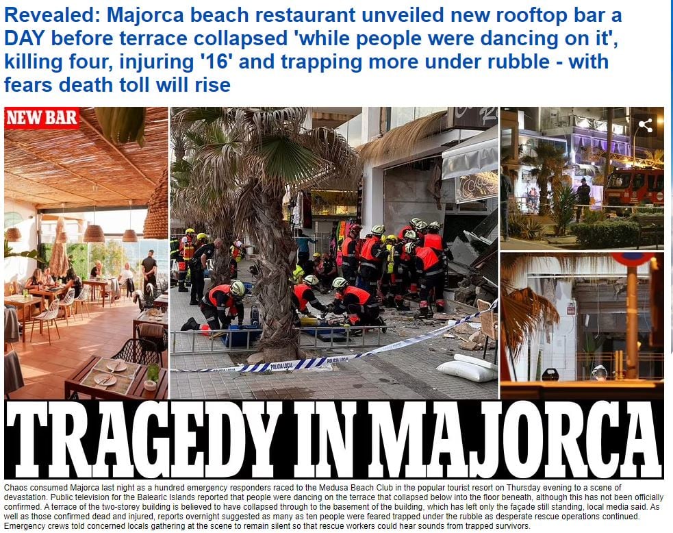 La tragedia en Mallorca en el diario británico &#039;Daily Mail&#039;