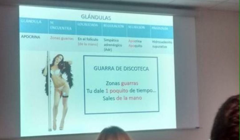 Una de les diapositives que es van fer servir a una de les classes de dermatologia