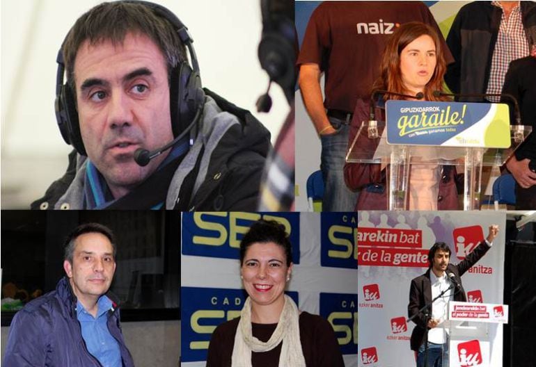 De izquierda a derecha, y de arriba a abajo: Miguel de los Toyos (PSE-EE), Igone Lamarain (EH Bildu), Javier Núñez (PP), Eva Juez (EAJ-PNV) e Itoitz García-Antón (Irabazi Ganemos)