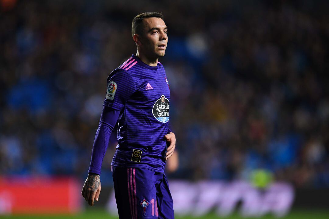 Iago Aspas en un partido contra la Real en Anoeta