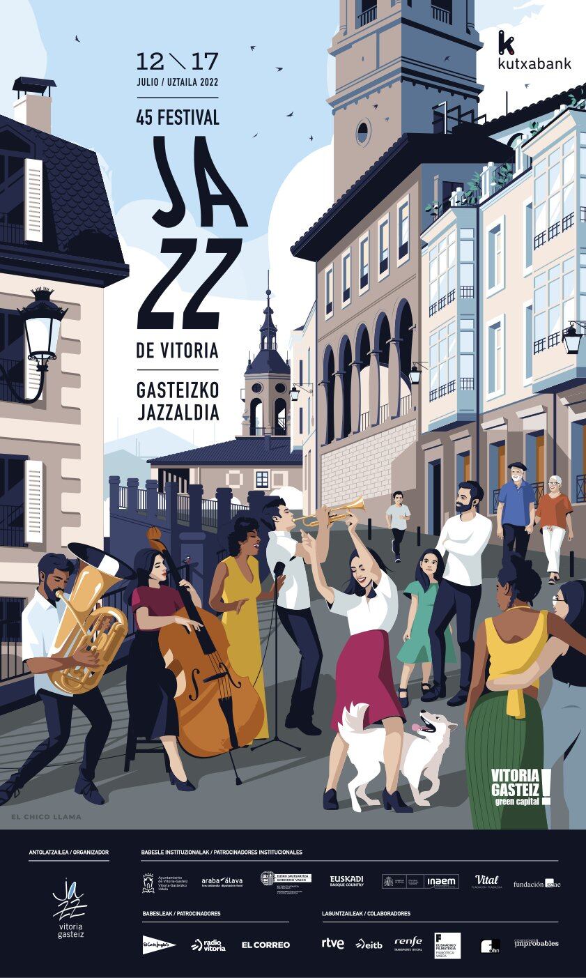 El cartel de la 45 edición del Festival de Jazz de Vitoria ilustrado por Javier Navarrete