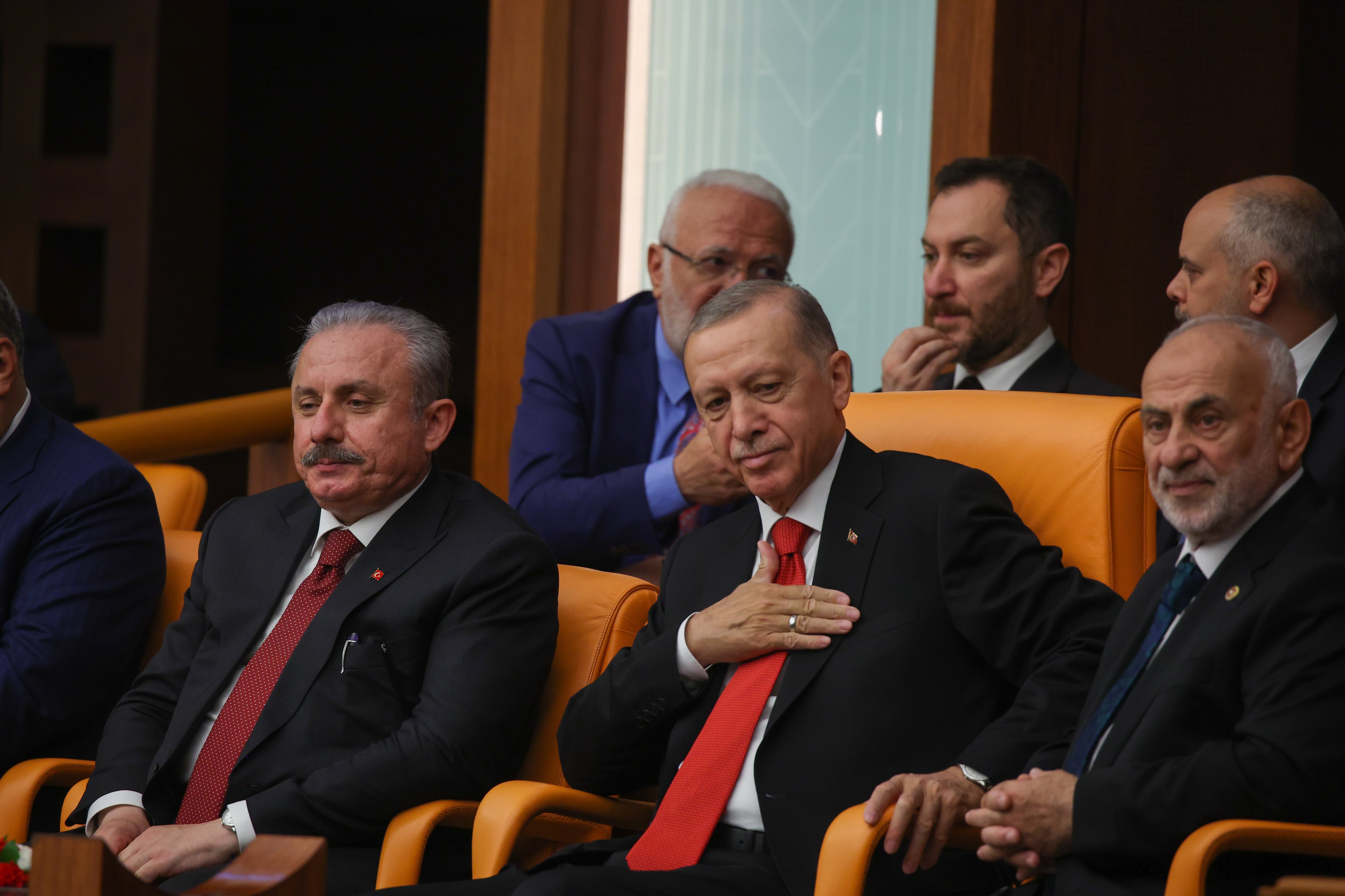 El presidente de Turquía, Recep Tayyip Erdogan, el viernes en el acto ceremonial de apertura de la Asamblea parlamentaria del país