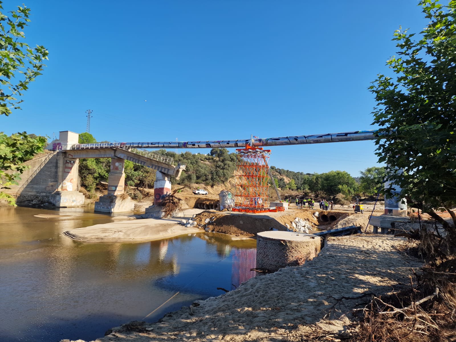 Parte de la infraestructura del sistema de Picadas tras sufrir daños por las riadas