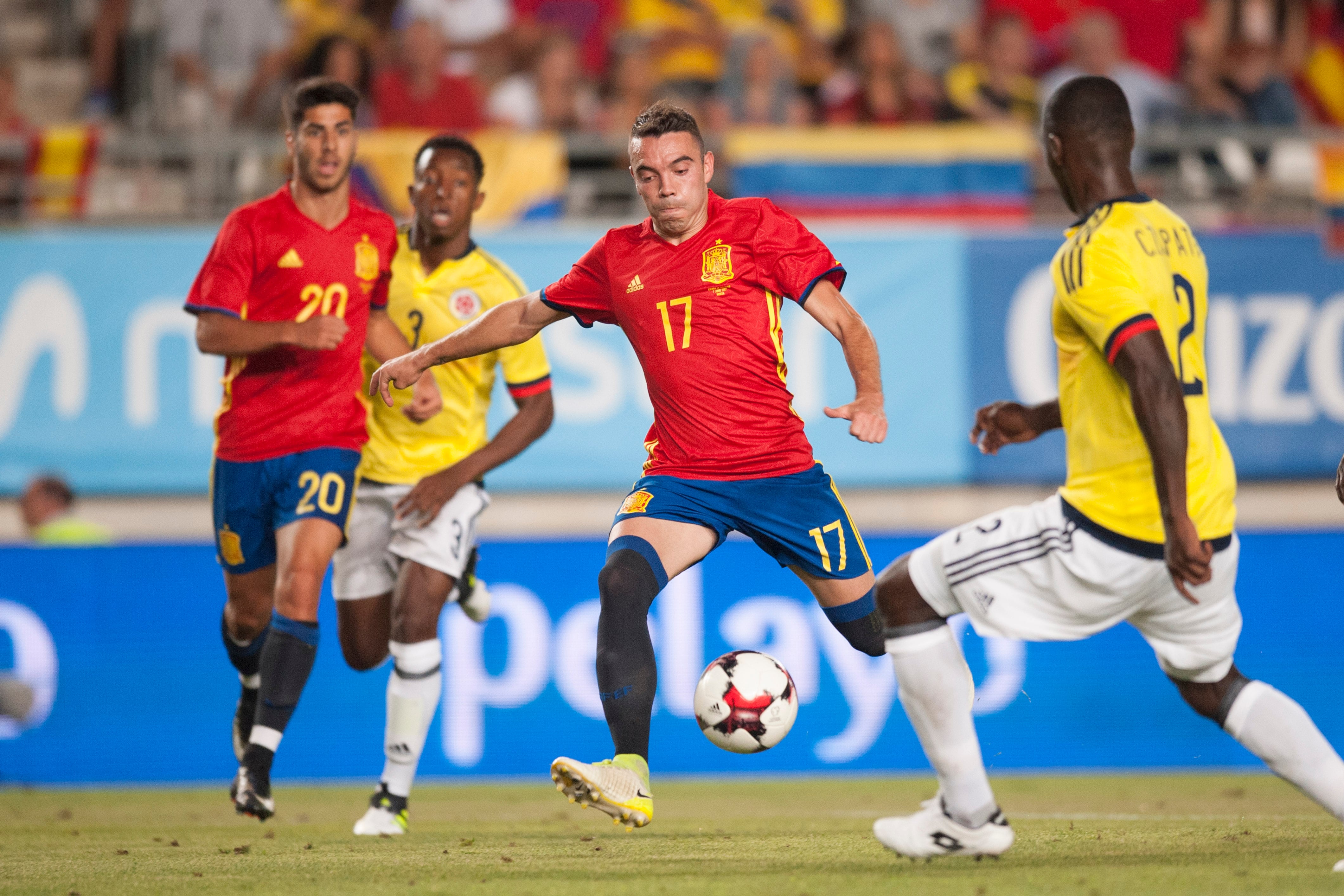 Iago Aspas, en un partido con la Selección Española