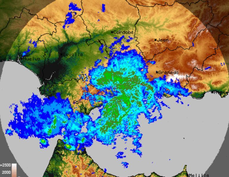 Rádar de lluvia de la Agencia Estatal de Meteorología de las 07.20h de este jueves, 1 de marzo
