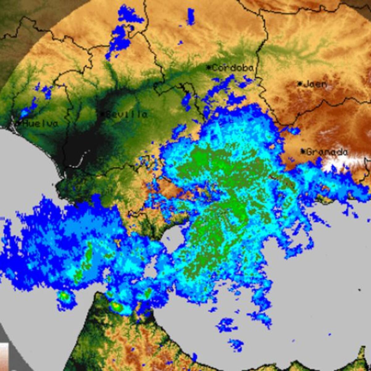 Los frentes están dejando abundante lluvia en Granada