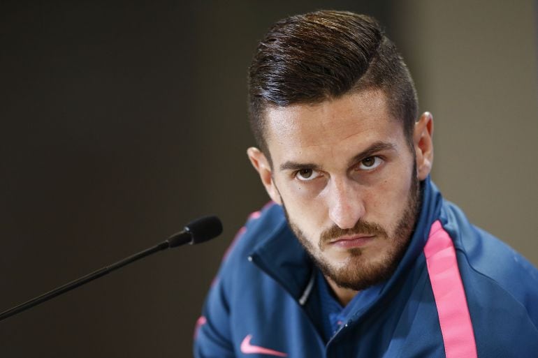 Koke, en una rueda de prensa