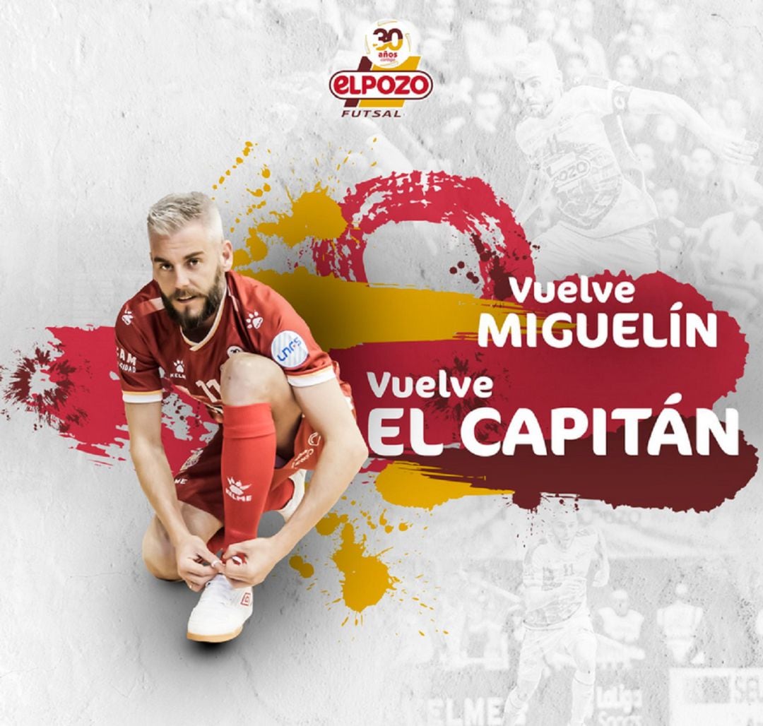 Miguelín en el cartel de su vuelta a las canchas