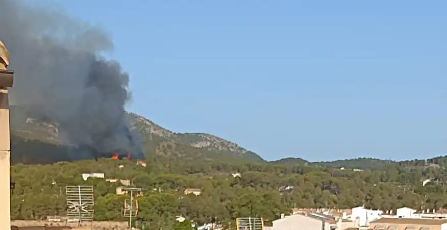 Imágenes del fuego visto desde la localidad