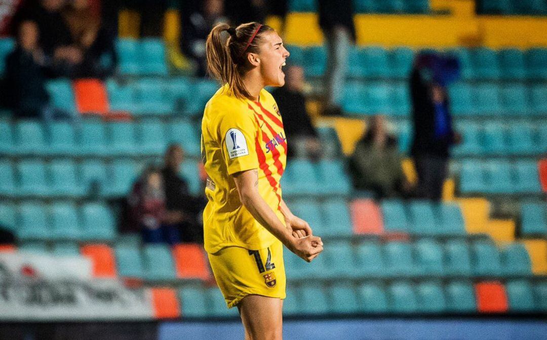 La jugadora mallorquina en una celebración en la Supercopa Femenina