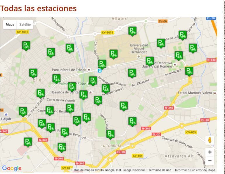 Estaciones del servicio BiciElx