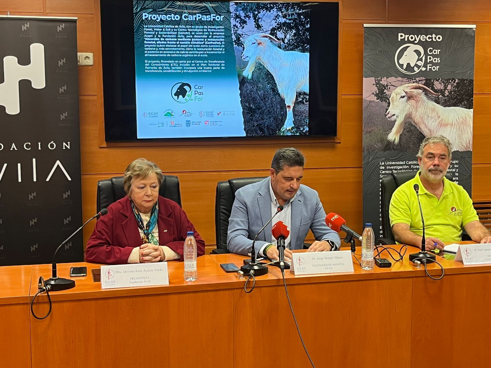 Dolores Ruiz Ayúcar, Jorge Mongil y José Ignacio Romero durante la presentación del proyecto