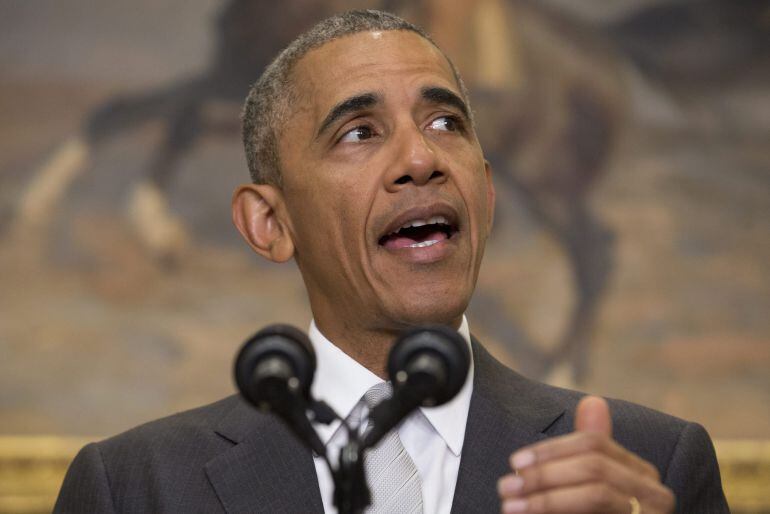 El presidente de EEUU, Barack Obama, ofrece una rueda de prensa sobre la reducción de tropas en Afganistán, en la Sala Roosevelt de la Casa Blanca en Washington