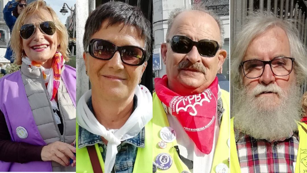 Elena, Esther, Agustín y Ovidio, cuatro de los pensionistas que han asistido a la manifestación en Madrid. 