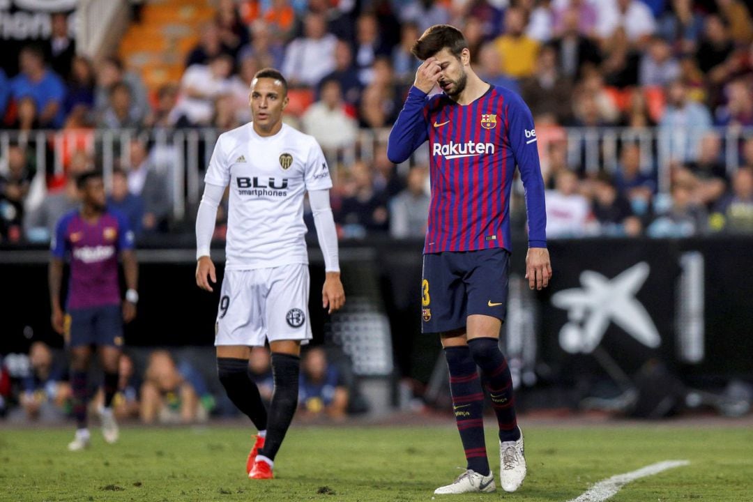 Piqué, el pasado domingo en el partido contra el Valencia