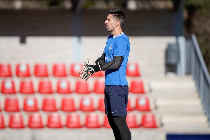 Oier Olazábal, durant l&#039;entrenament d&#039;avui a La Massana