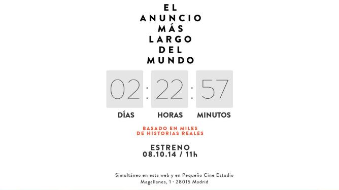 Imagen de la web que marca el tiempo que falta para el estreno de la película