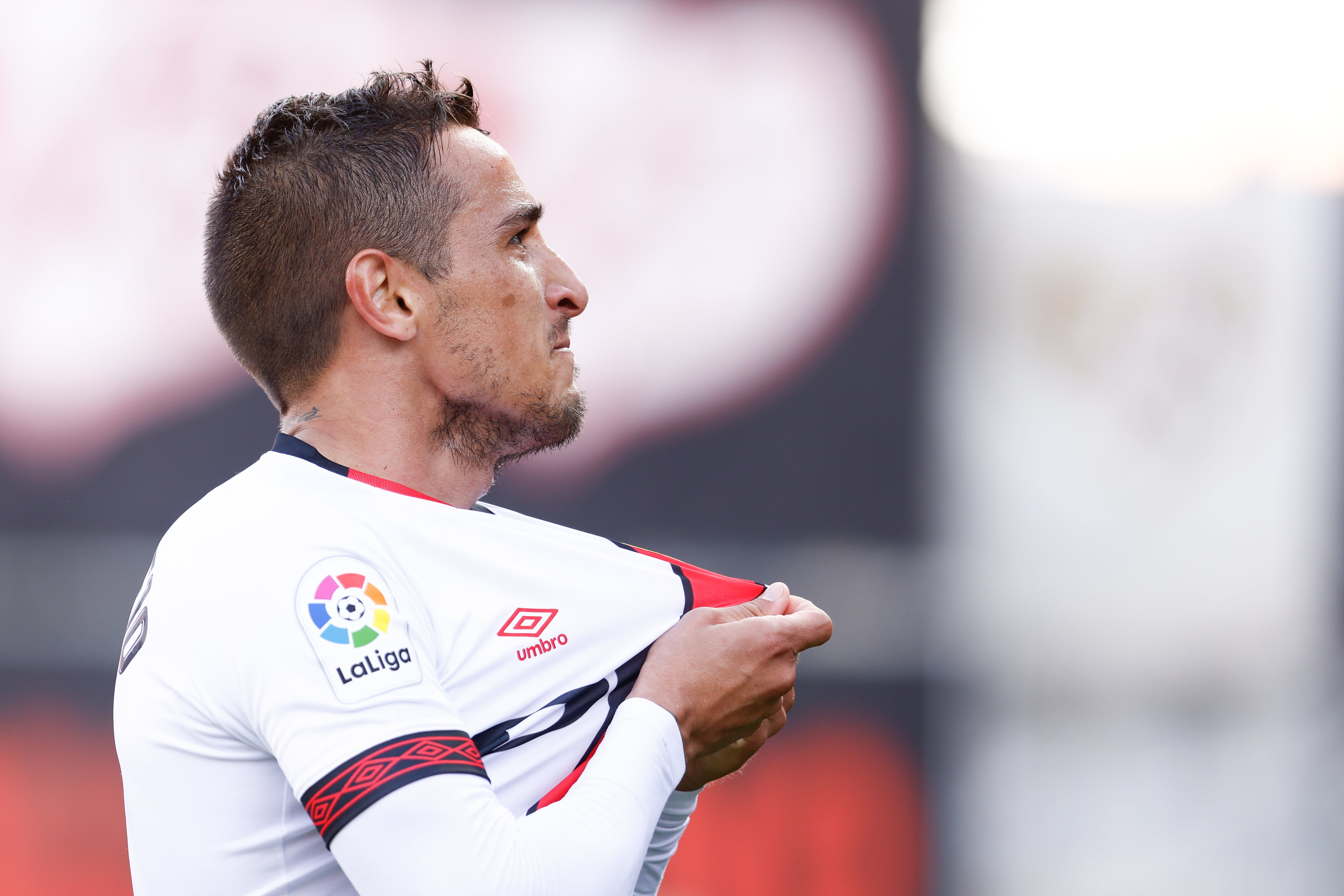 Óscar Trejo celebra un gol durante un Rayo Vallecano-Girona de LaLiga