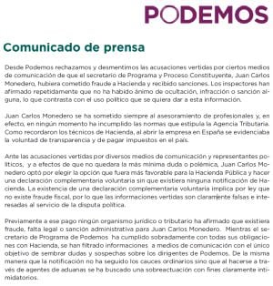 Comunicado de Podemos