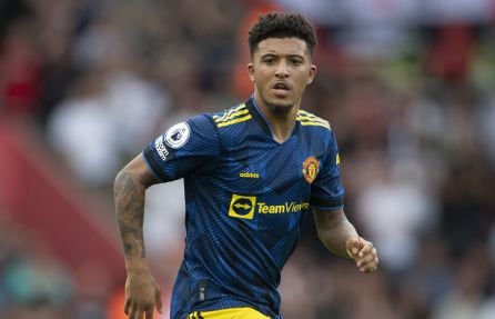 Jadon Sancho en uno de sus primeros partidos con el United