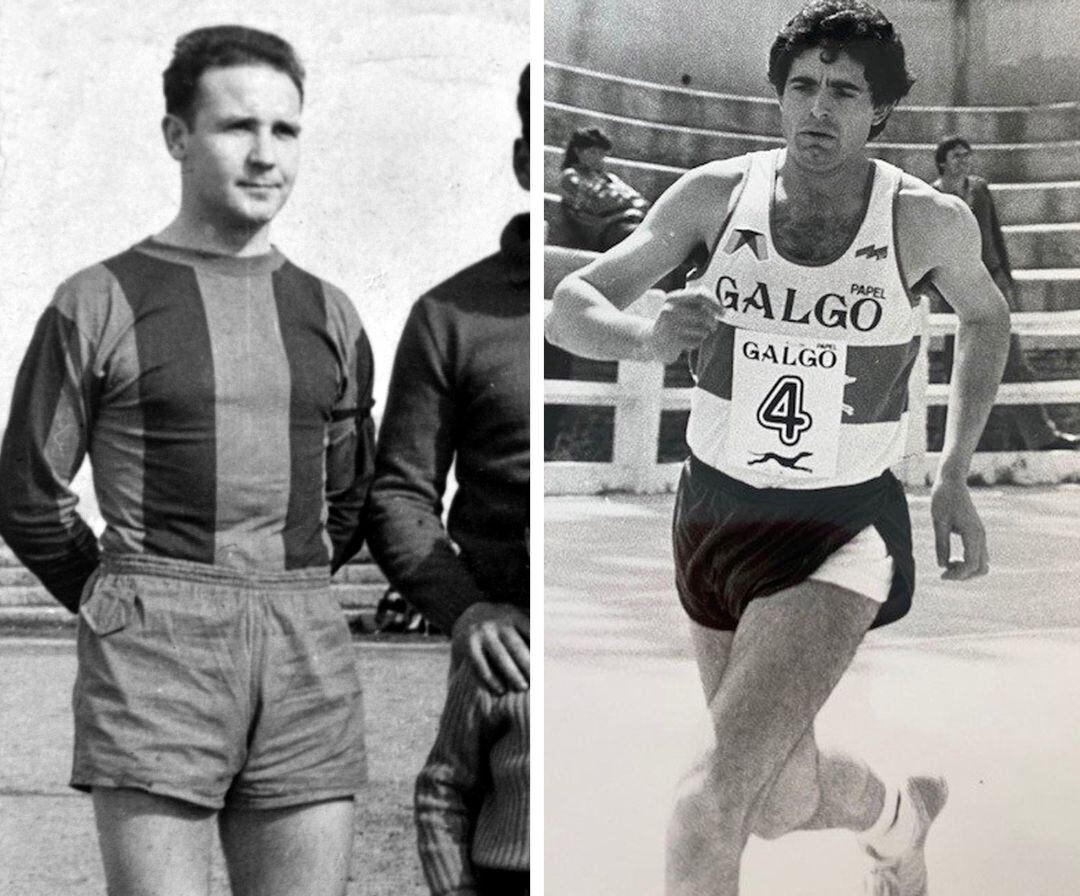 Juan Antón con la camiseta de la Segoviana y Santiago LLorente durante una carrera