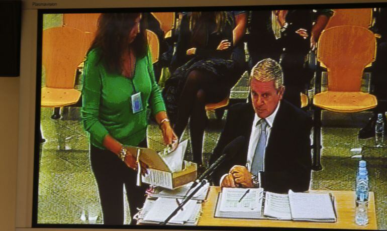 El considerado número dos de la trama Gürtel, Pablo Crespo, en una imagen del monitor de la sala de prensa de la Audiencia Nacional.