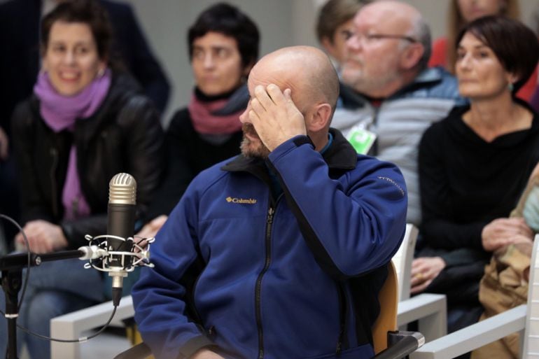 El etarra Sergio Polo (c), presunto asesino del comandante del Ejército Luciano Cortizo Alonso en León, durante el juicio celebrado esta mañana en la Audiencia Nacional