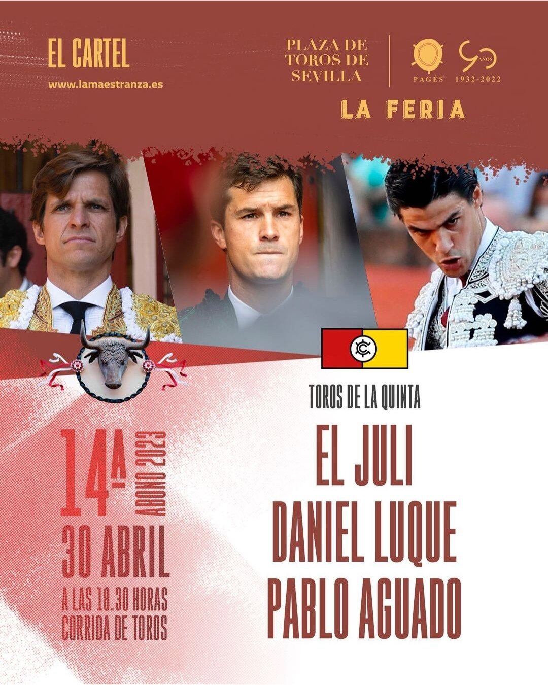 El Juli, Luque y Aguado, ante toros de La Quinta, cartelazo para este domingo en la Real Maestranza