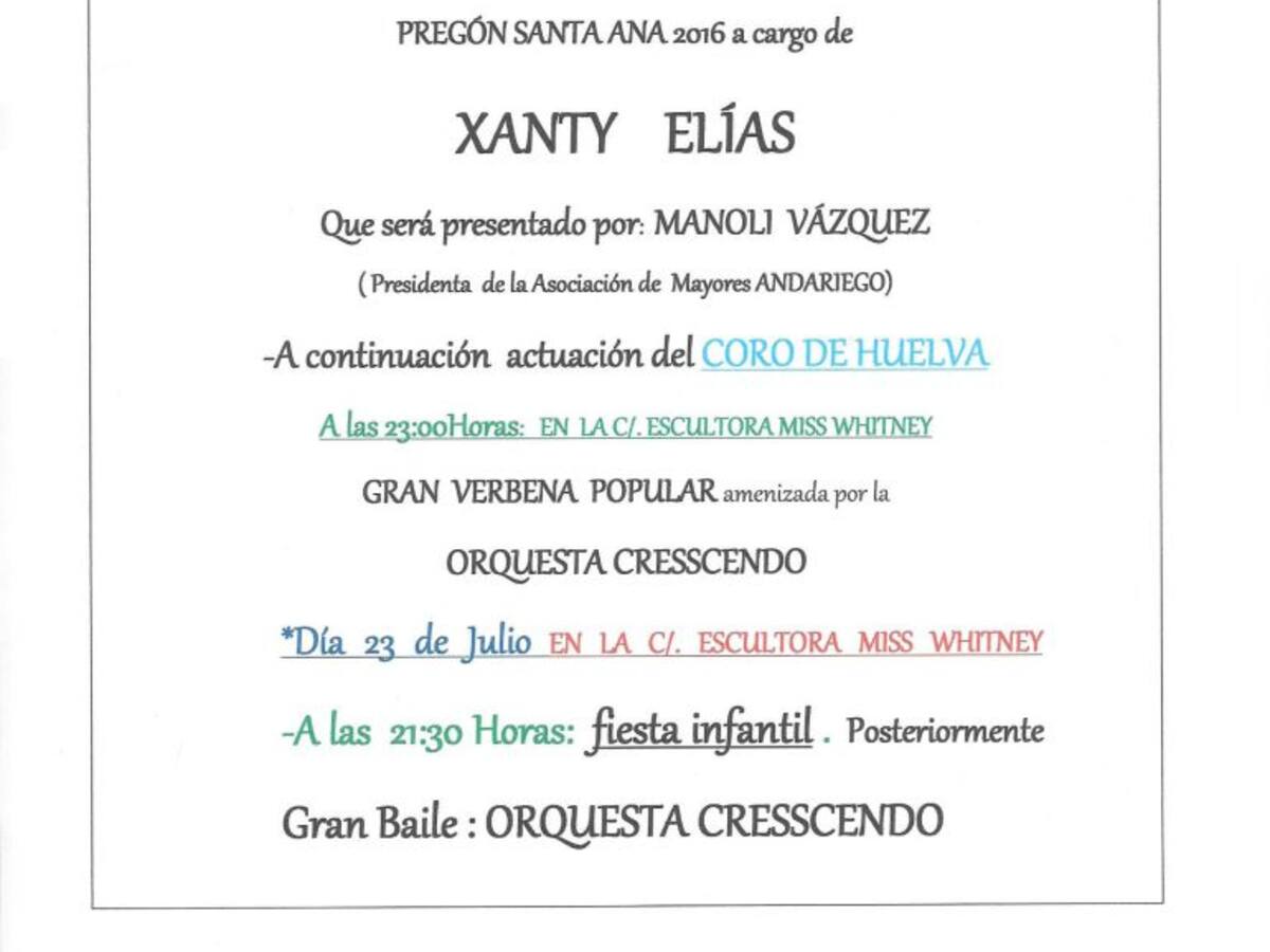 El Matadero recupera la velada de Santa Ana con Xanty Elías de pregonero