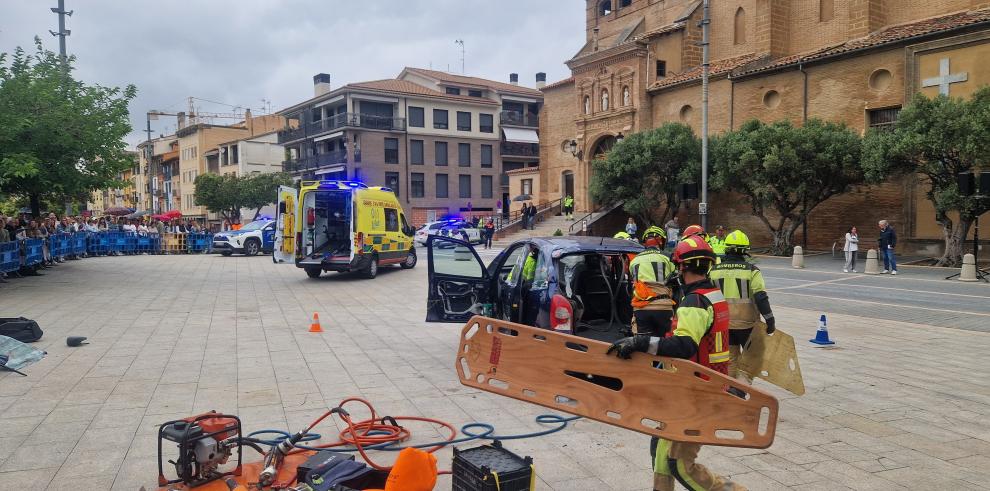 Simulacro de accidente de tráfico en Barbastro. Foto: Departamento de Sanidad