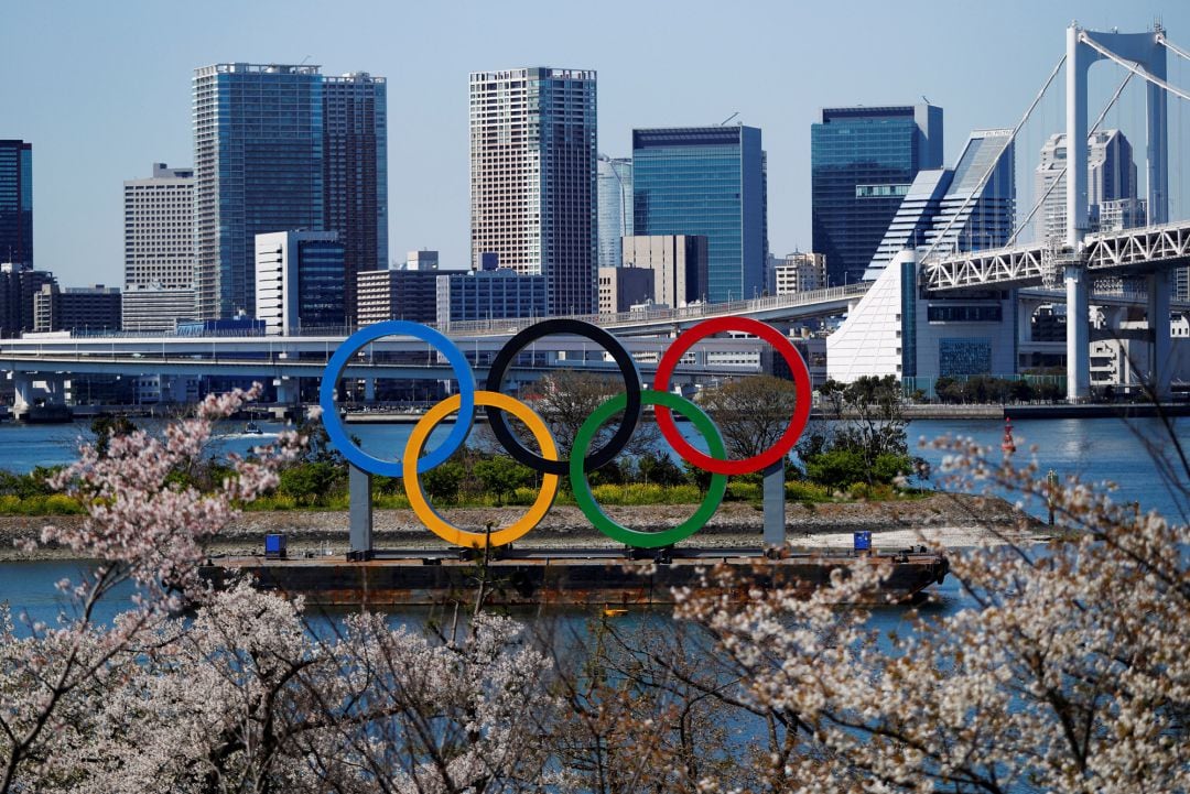 Los aros olímpicos en Tokio.