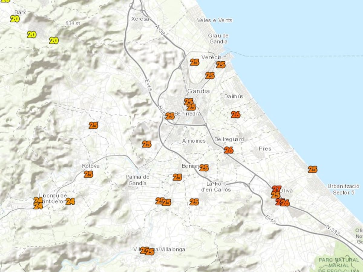 Temperaturas de hasta 26 grados en Oliva a principios de febrero