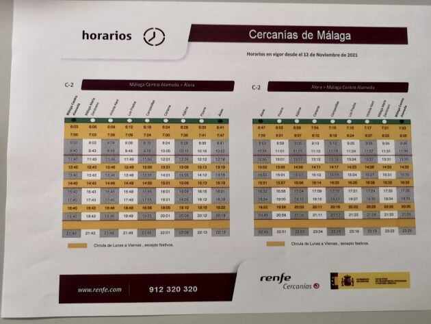 Nuevos horarios de la línea Málaga-Álora a partir de este viernes